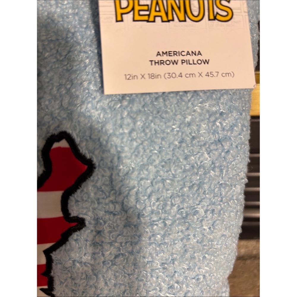 Peanuts Snoopy Americana Pillow w/Patriotic USA Map Light Blue 18" GIFT NEW - Picture 5 of 7